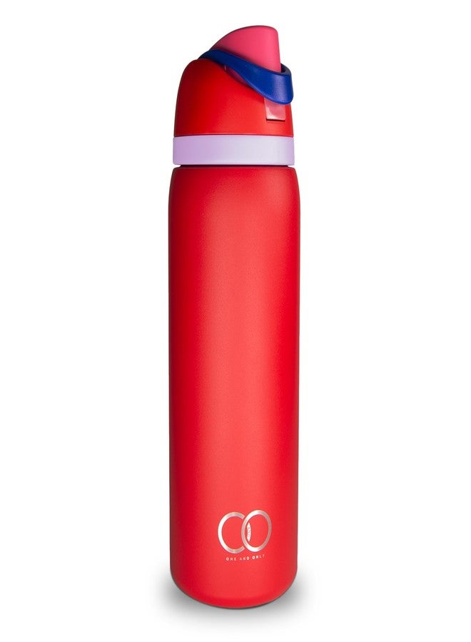 ONE AND ONLY زجاجة ماء فريدة من نوعها مصنوعة من الفولاذ المقاوم للصدأ، مانعة للتسرب، تحافظ على المشروبات ساخنة أو باردة لساعات | خالية من مادة BPA، معزولة بجدار مزدوج | هدية مثالية للنساء والرجال | مناسبة للسفر، متينة (أحمر) - Image 1